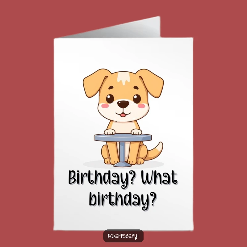 Free Printable Birthday Card: Blank Face Dog Party Fun Funny Downloadable Gift