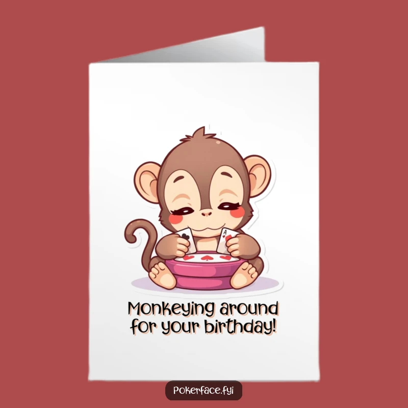 Free Printable Birthday Card: Serene Monkey Observer, Funny Downloadable Gift for Game Lovers!