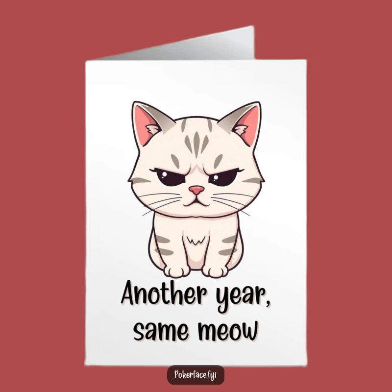 Free Printable Birthday Card: Stoic Cat's Birthday Wish, Funny Downloadable Gift