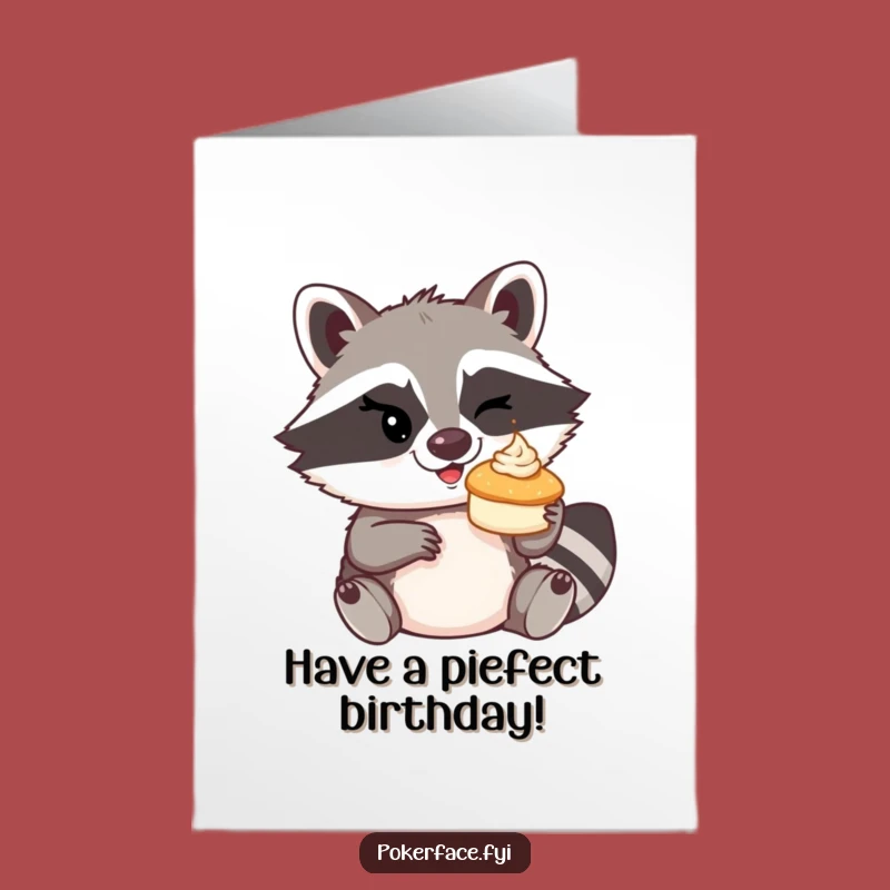 Free Printable Raccoon Pie Throw Birthday Card Funny Downloadable Gift