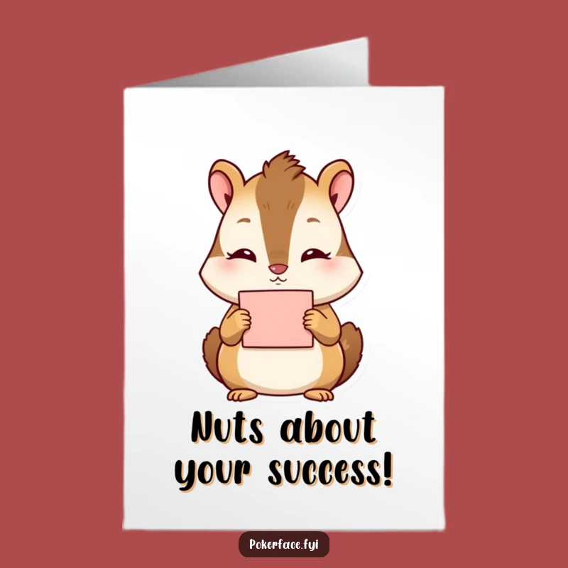 Free Printable Congrats Card: Blank Chipmunk Holding Card for a Deadpan Funny Gift