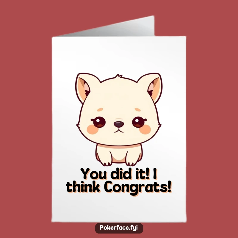 Free Printable Congrats Card: Blank Stare Animal Funny Downloadable Gift