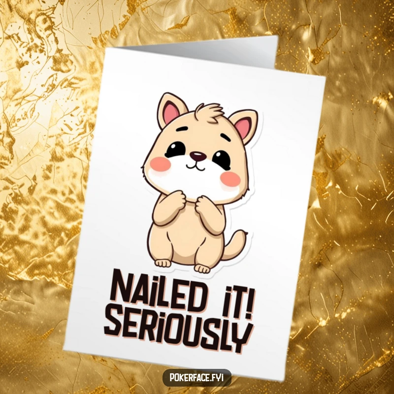 Free Printable Congratulations Card with a humorous, unimpressed animal holding its breath, showing zero excitement for the big news.