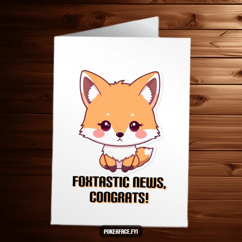 Funny Free Printable Congratulations card: An impassive fox with a neutral gaze conveys congrats with zero enthusiasm, making it hilarious.