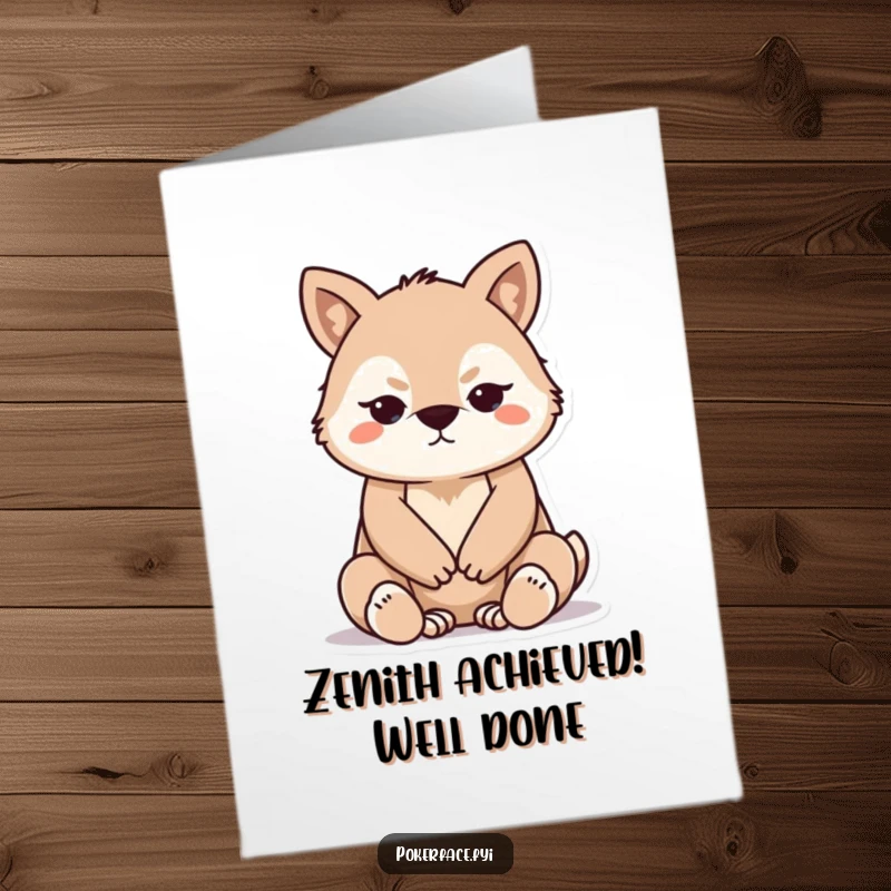 Free Printable Congratulations Card showing a perfectly composed animal with folded paws, offering a quiet nod of approval.