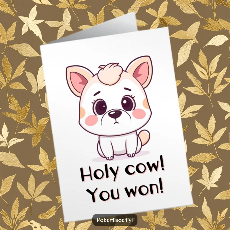 Funny Free Printable Congrats Card: Animal with surprised eyes and a neutral mouth, reacting to success. A downloadable card for understated shock.
