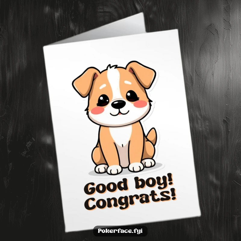 Funny Free Printable Congratulations Card: Dog character with a barely perceptible tail wag, offering congratulations with minimal enthusiasm.