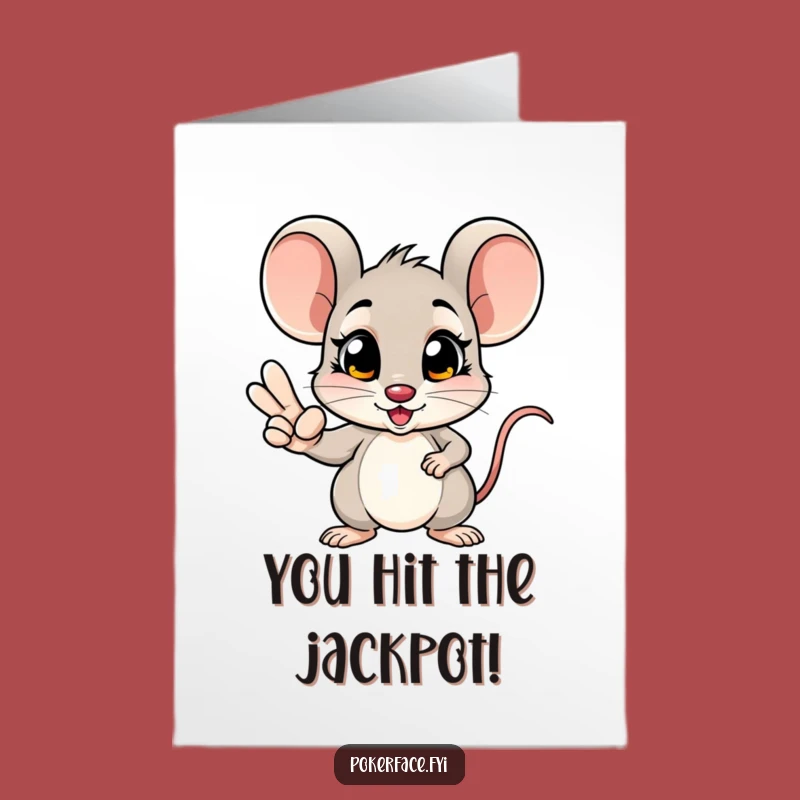 Free Printable Congratulations Card: Mouse's Winning Hand, Downloadable Funny Gift