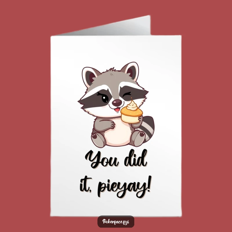 Free Printable Raccoon Pie Congrats Card Funny Downloadable Gift