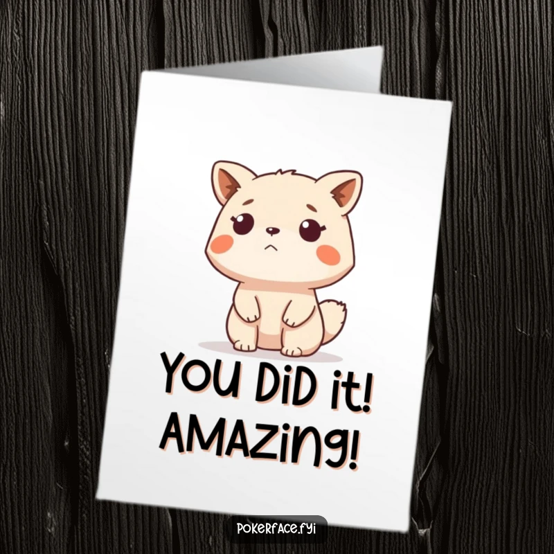 Free Printable Congratulations Card with a stoic animal observing events with a totally unimpressed and level gaze, perfect for dry humor.