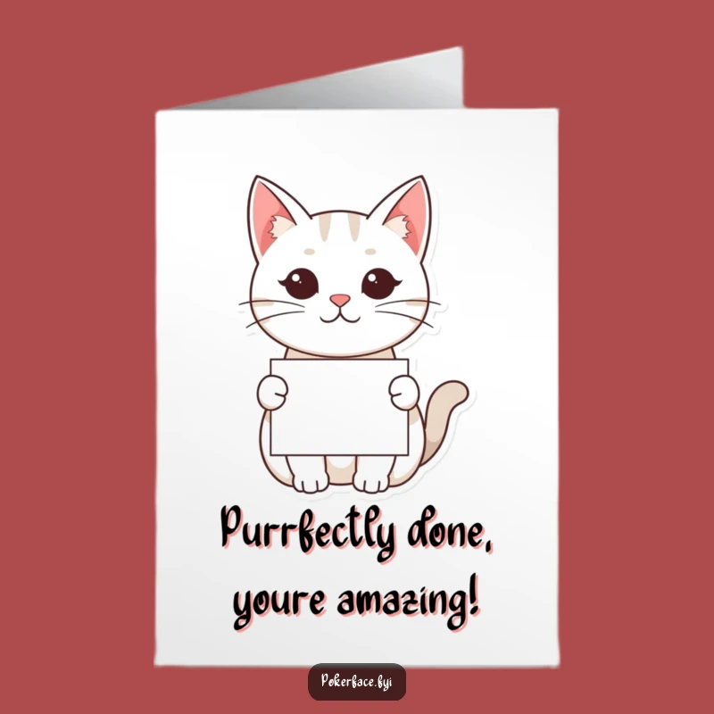 Free Printable Congrats Card: Blank-Faced Cat, Downloadable Irony for Any Occasion!