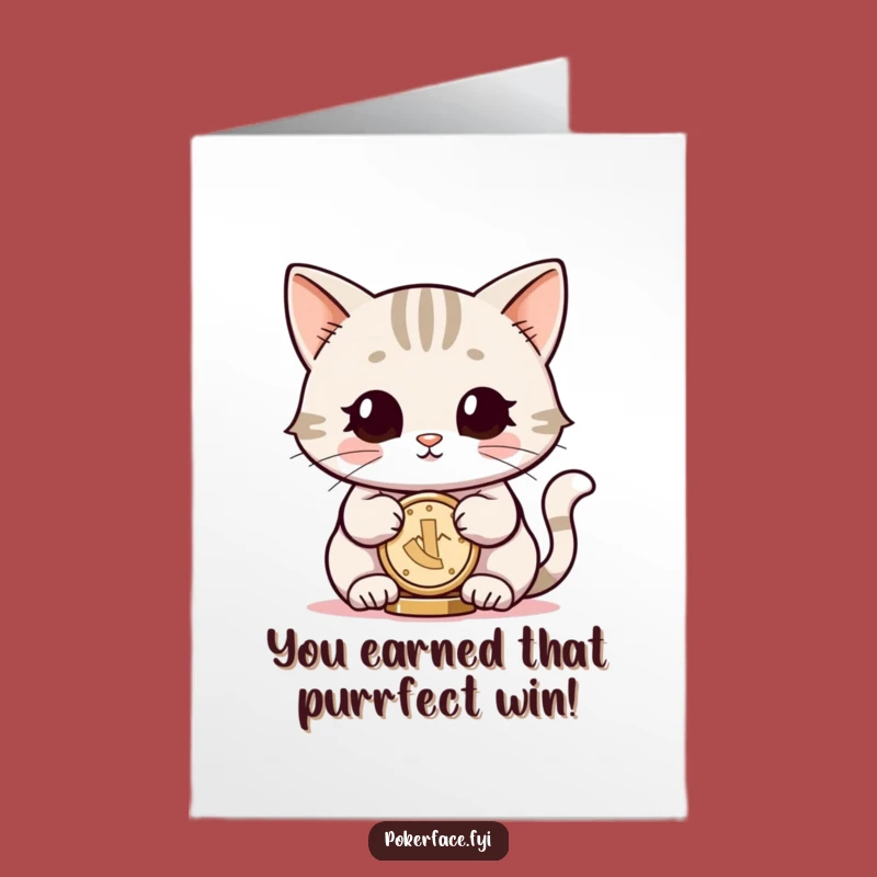 Free Printable Cat Congrats Card - Coin Balance, Funny Downloadable for Winning Big