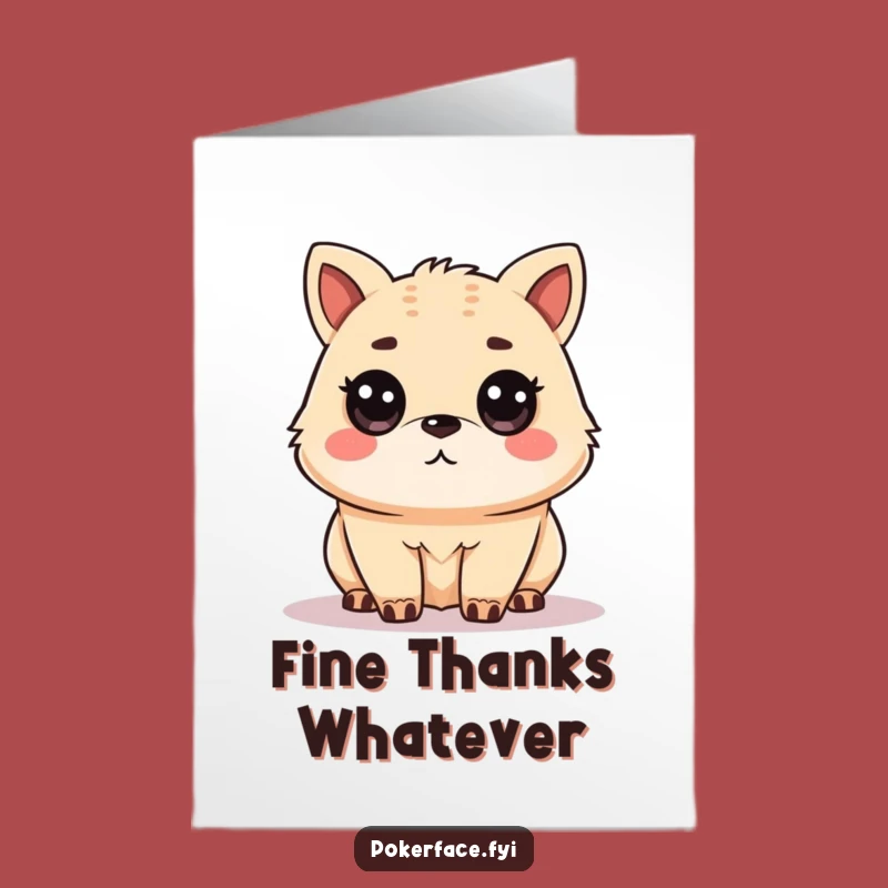 Free Printable Unamused Animal Thank You Card: Funny Level Gaze Downloadable
