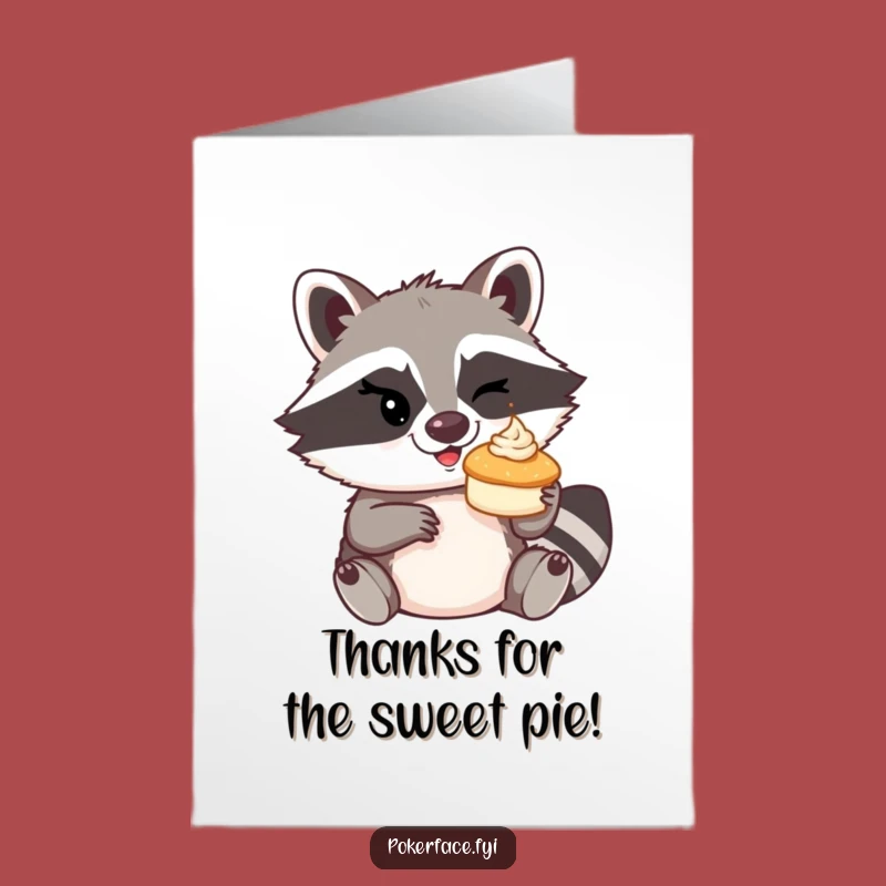 Free Printable Raccoon Pie Thank You Card Funny Downloadable Gift