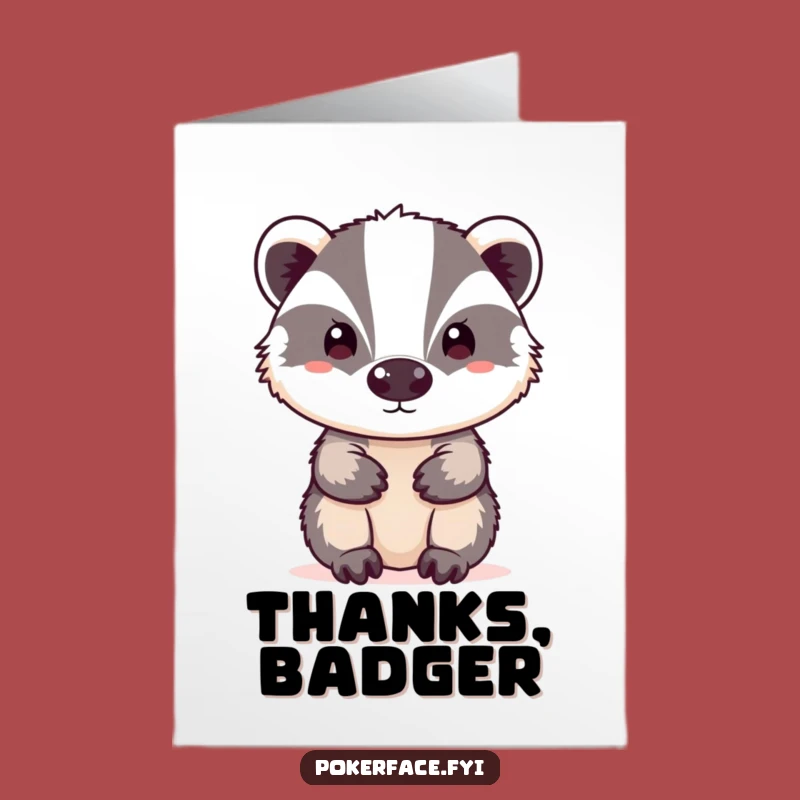 Free Printable Thank You Card: Neutral Badger DLX Funny Downloadable Gift