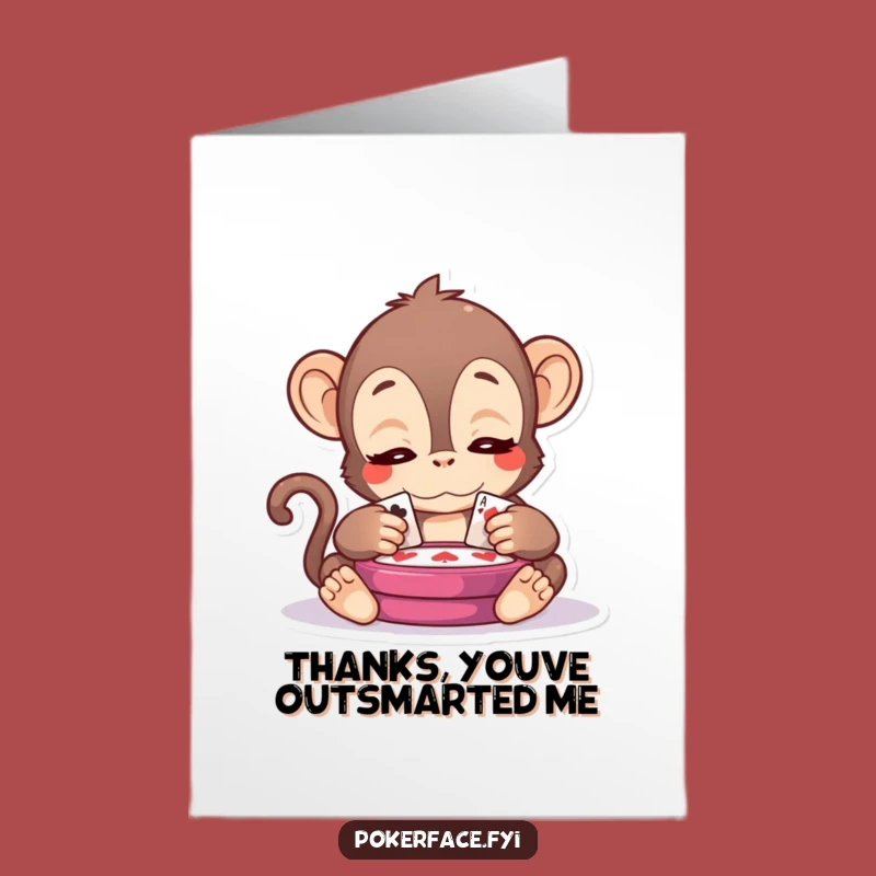 Free Printable Thank You Card: Serene Monkey Observer, Downloadable Gratitude with Peace!