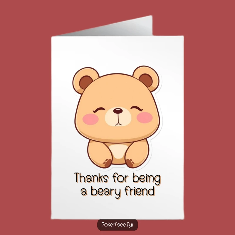 Free Printable Thank You Card: Zen Bear's Silent Gratitude for a Funny Gesture