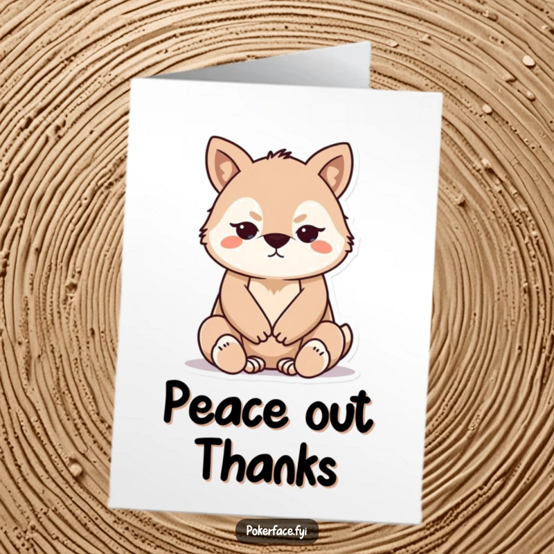 Funny Free Printable Thank You Card featuring a composed animal with neatly folded paws, conveying a peaceful sense of appreciation.