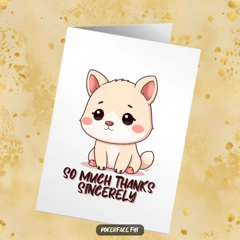 Funny Free Printable Thank You Card: Calm animal with a blank stare offering thanks. A hilariously detached downloadable card for gratitude.
