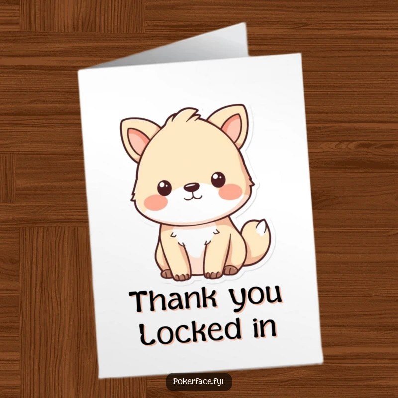 Funny Free Printable Thank You Card: Animal focused with no visible emotion, offering thanks. A hilariously stoic downloadable card.