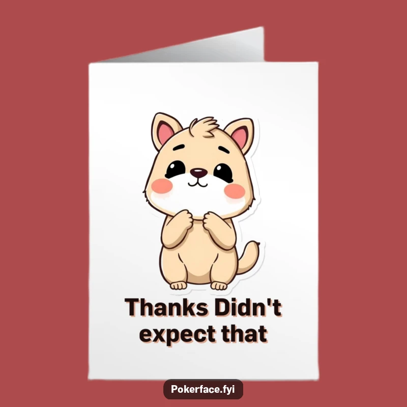 Free Printable Thank You Card: Blank Animal Face, Funny Downloadable Gift of Appreciation