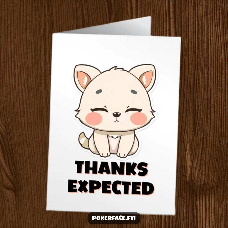 Funny Free Printable Thank You Card featuring an animal that blinks slowly, showing gratitude without losing its cool composure.