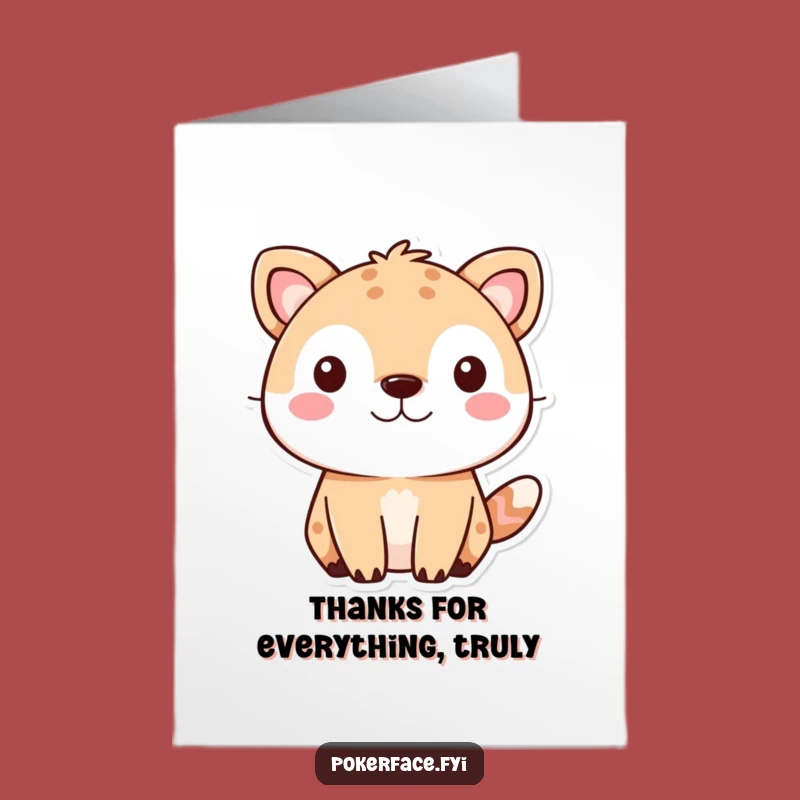 Free Printable Thank You Card: Cute Animal Neutral Face - Funny Downloadable Greeting