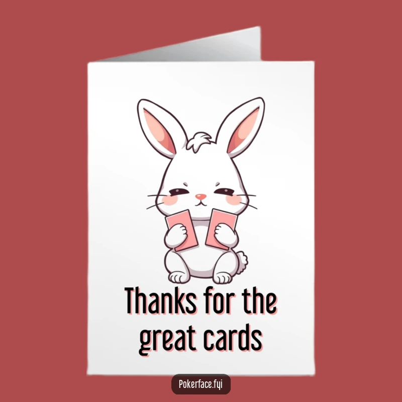 Free Printable Thank You Card: Poker-Faced Rabbit Downloadable Gift for Mysterious Gratitude