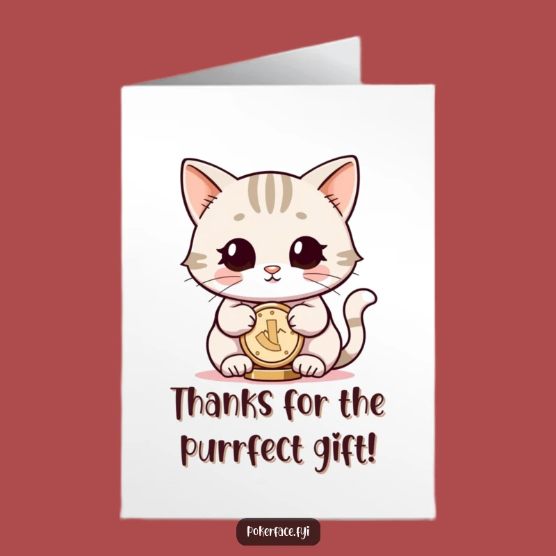 Free Printable Cat Thank You Card - Coin Balance, Funny Downloadable Gratitude