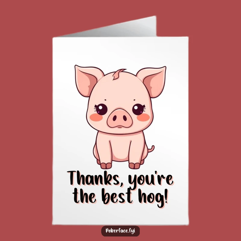 Free Printable Thank You Card: Emotionless Piglet Funny Downloadable Greeting