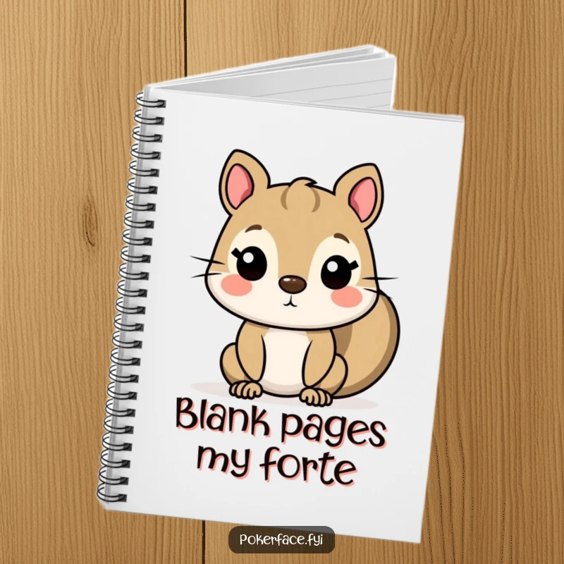 Funny Squirrel Notebook featuring a character with a completely flat, unexpressive face, perfect for writing, journaling, and adding humor to notes.