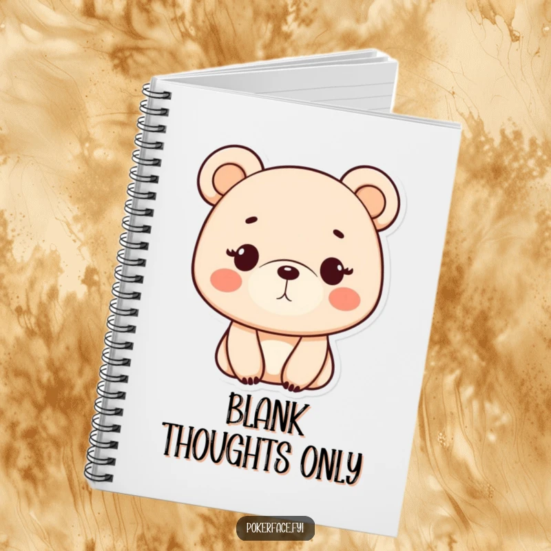 Funny Notebook: A monotone bear with a neutral expression, perfect for jotting down thoughts with a calm and focused demeanor.