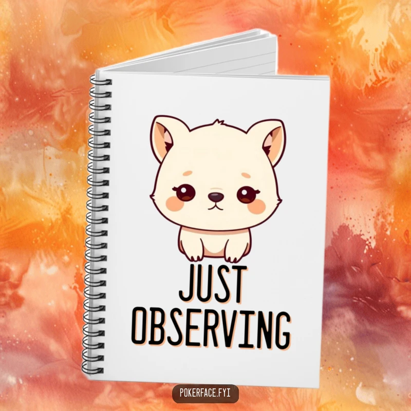 Funny notebook with a small animal character's blank, unblinking stare, ideal for capturing thoughts with humorous, deadpan flair.