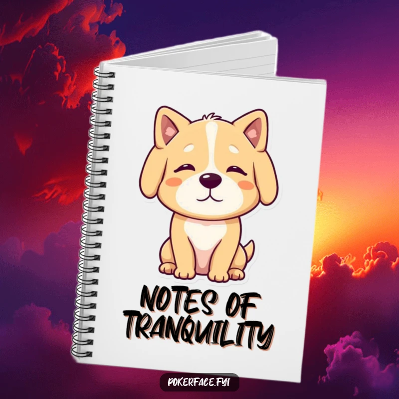 Funny Notebook featuring a calm dog character with a neutral, unmoving posture, perfect for humorously documenting thoughts.
