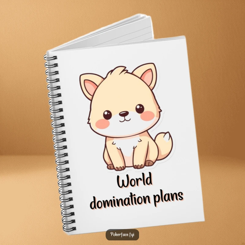 Funny focused animal notebook adorned with a pet’s intense, emotionless stare, perfect for focused note-taking.