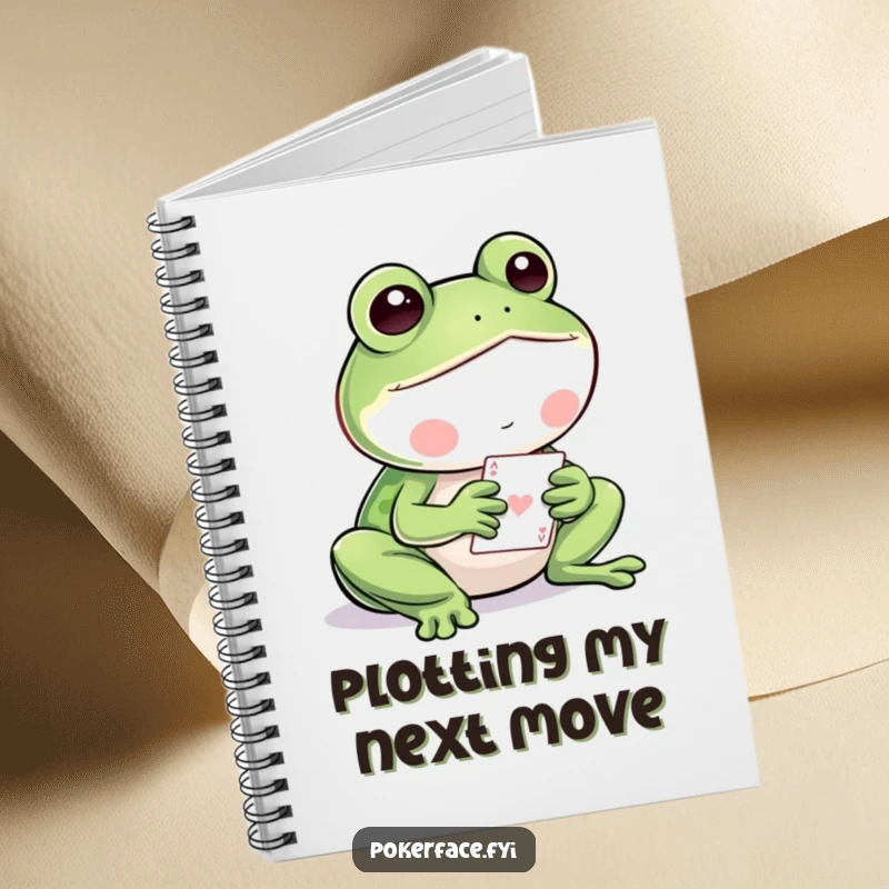 Funny Frog Notebook: Still frog playing cards, inspiring calm and focused note-taking.