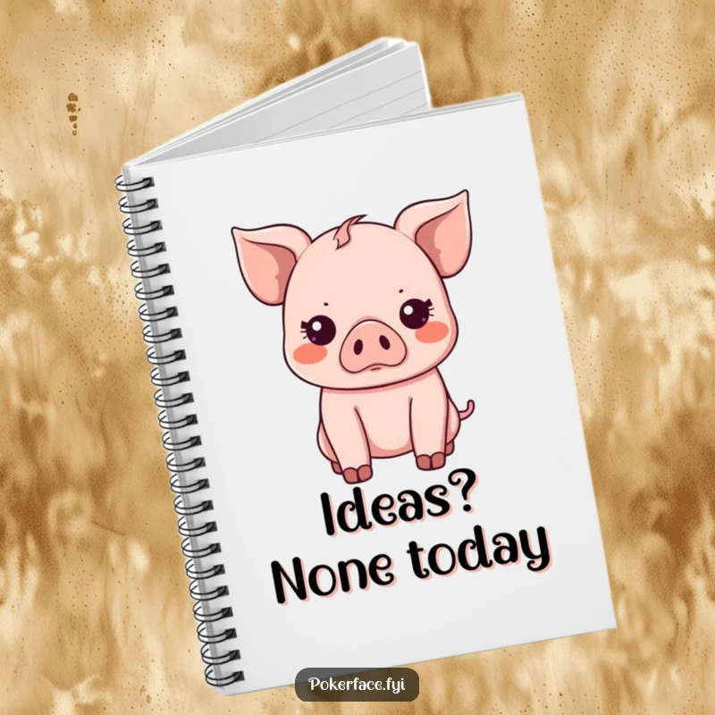 Funny Notebook: Kawaii piglet with a straight-faced, emotionless gaze, a charming journal for all your thoughts.