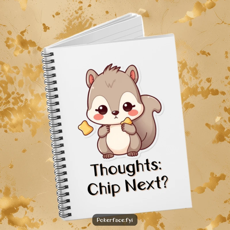Funny Notebook: Kawaii squirrel with a blank expression, holding a single chip, a humorous journal for all your thoughts.