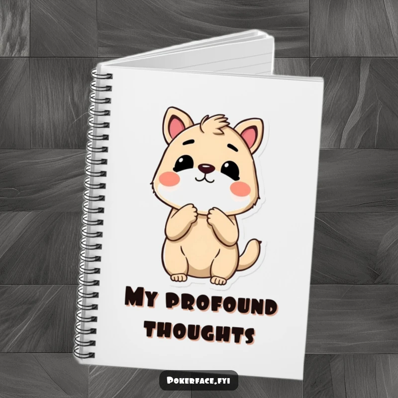 Funny Notebook featuring an animal holding its breath, its blank stare perfect for capturing unexpressed thoughts, a useful gift.