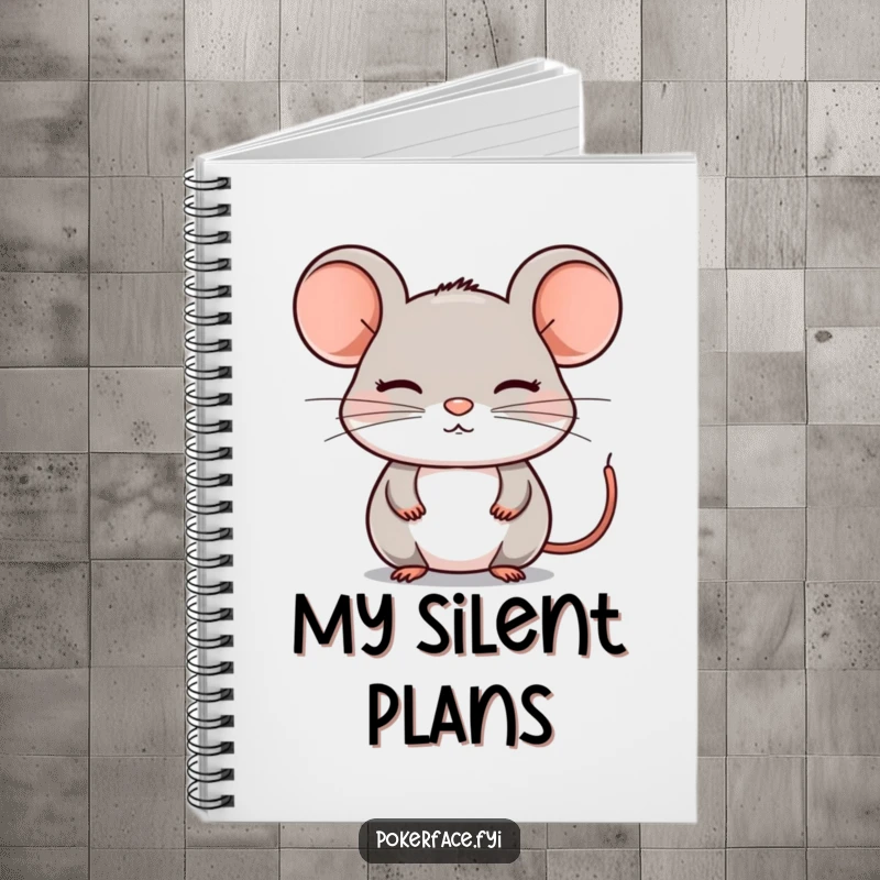 Funny Notebook: A composed mouse with a still, emotionless face, perfect for jotting down thoughts with a calm and focused demeanor.