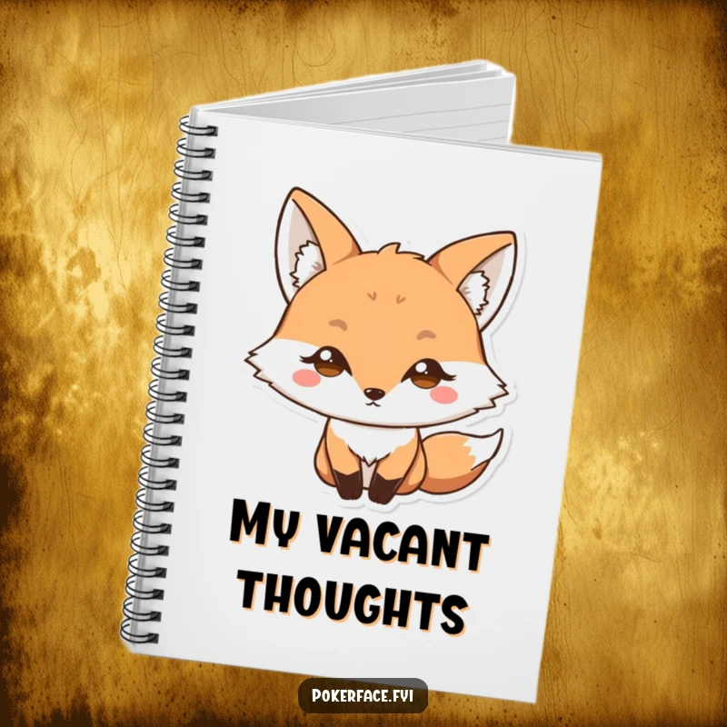 Funny Notebook: Fox character with a blank stare and wide eyes, ideal for note-taking with a side of humorous surprise and wonder.