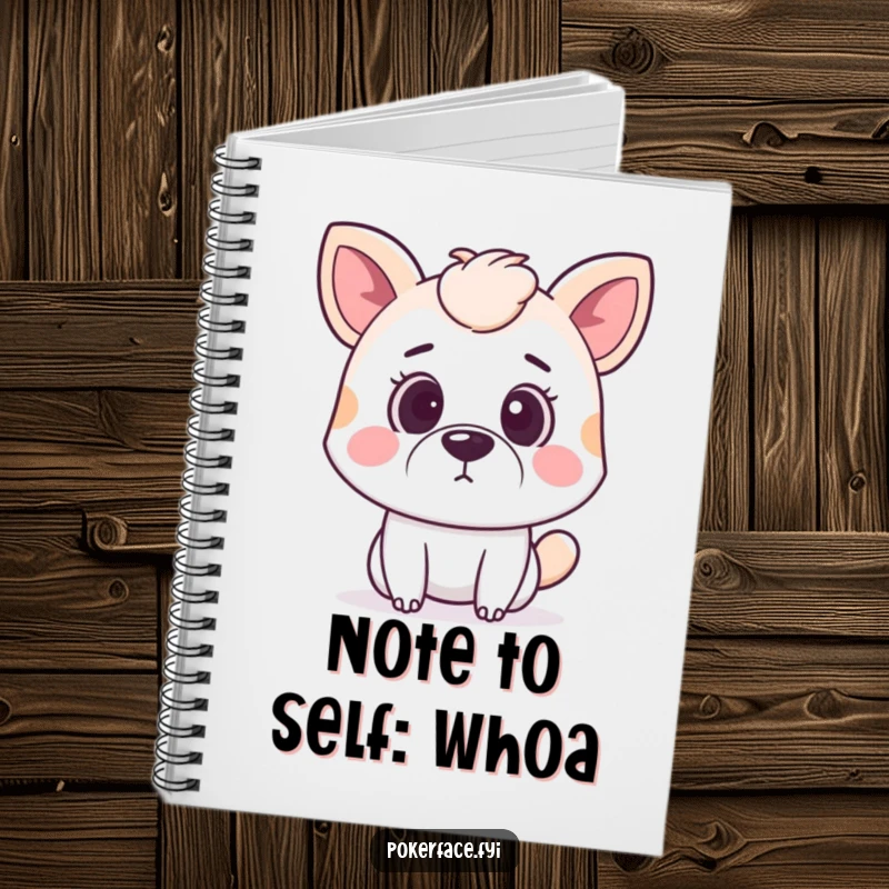 Funny surprised animal notebook adorned with a pet’s wide eyes and straight mouth, perfect for capturing hidden reactions.