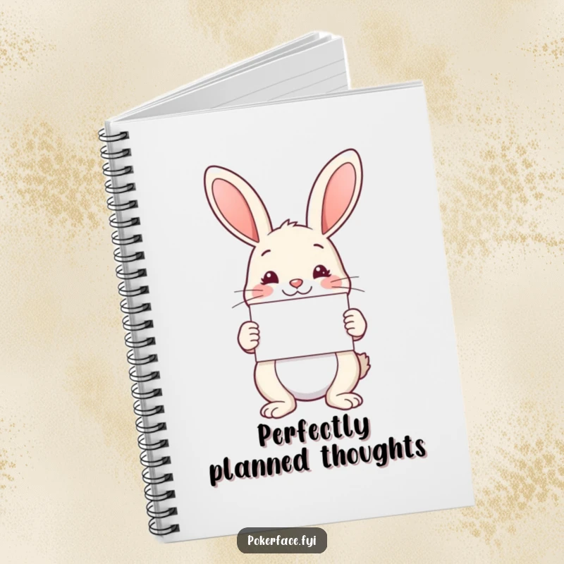 Funny Notebook: Serene rabbit holding a card with perfect symmetry, a journal for a funny gift.