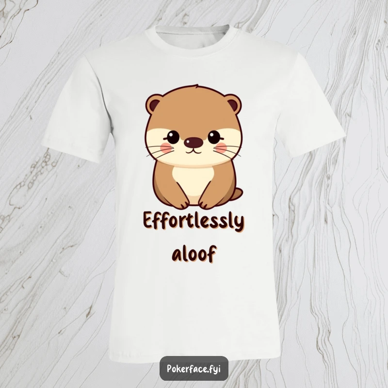 Funny Otter T-Shirt featuring an impassive character with a uniformly even facial expression, ideal for relaxed, humorous attire.