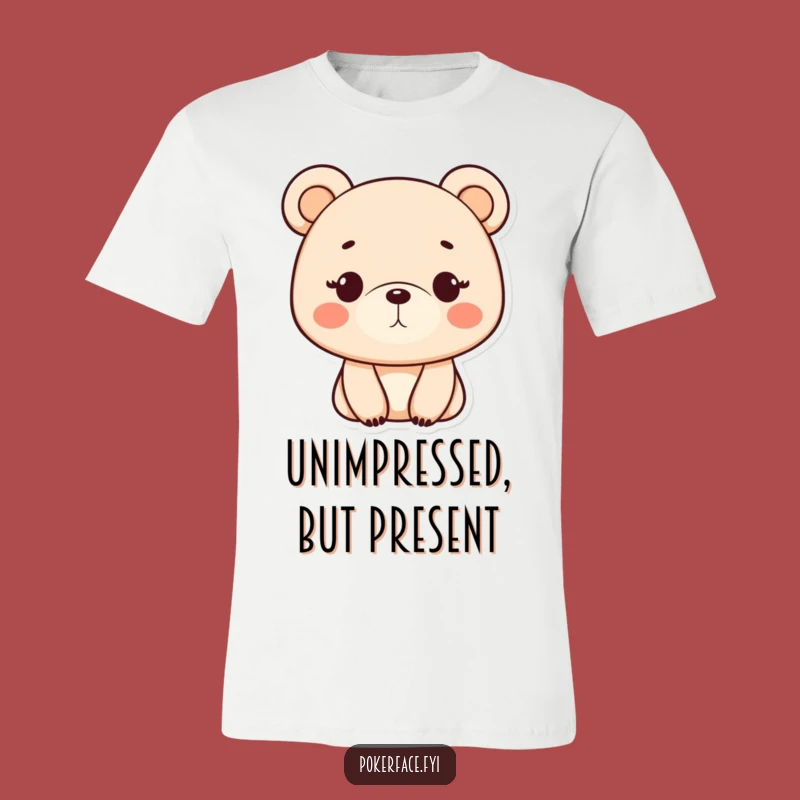 Funny Monotone Bear T-Shirt - Unexpressive Character Style, Ideal Funny Gift for Stoic Souls