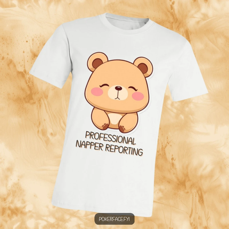 Funny T-Shirt: Placid bear character with a perfectly still, expressionless face, radiating hilarious calmness and peaceful vibes.