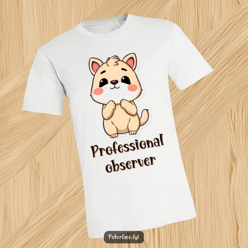 Funny T-Shirt showing an animal holding its breath, its expression completely blank, ideal for a humorous present.