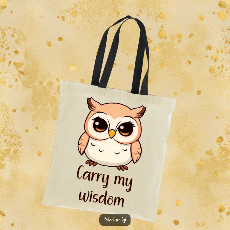 Funny Owl Tote Bag featuring a placid character with a fixed, unwavering gaze, offering a humorous and practical accessory for daily use.
