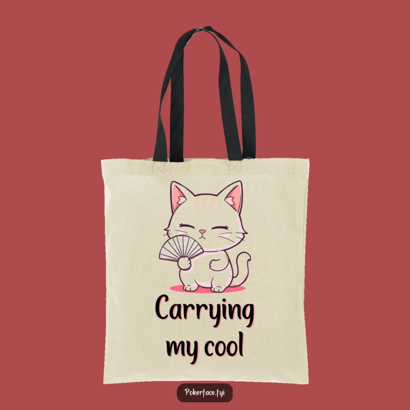 Funny Blank Cat Fan Tote Bag, Hilarious Emotionless Kitty Accessory