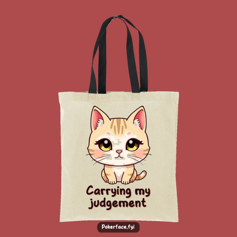 Funny Unblinking Cat Stare Tote Bag - Intense Feline Accessory